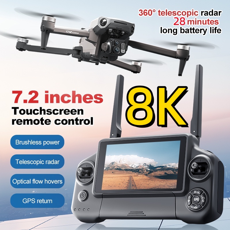 Drone Ae Rc - 8K 3 Axis Gimbal Brushless 7.2in