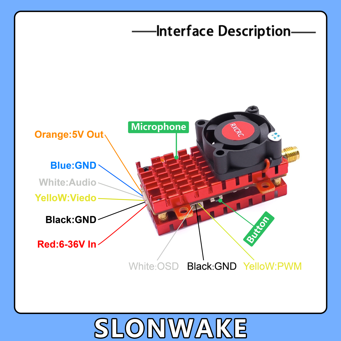 SLONWAKE 5.8G 2W VTX FPV 1800T - Drone Ae Rc ulasan dan harga