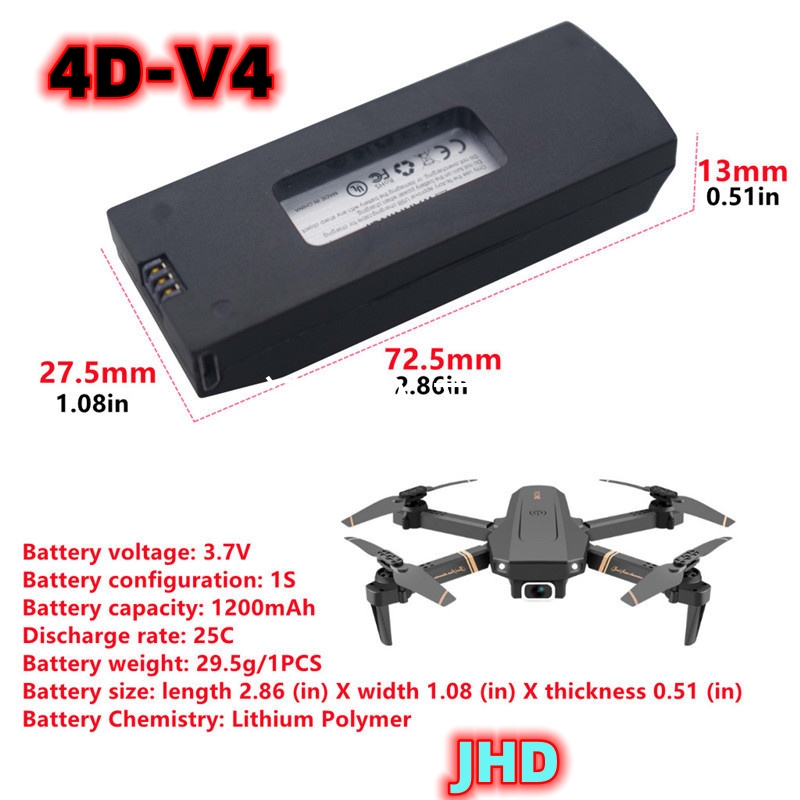 JHD Bateria 4DRC V4 Battery 3. - Drone Rc V4 ulasan dan harga