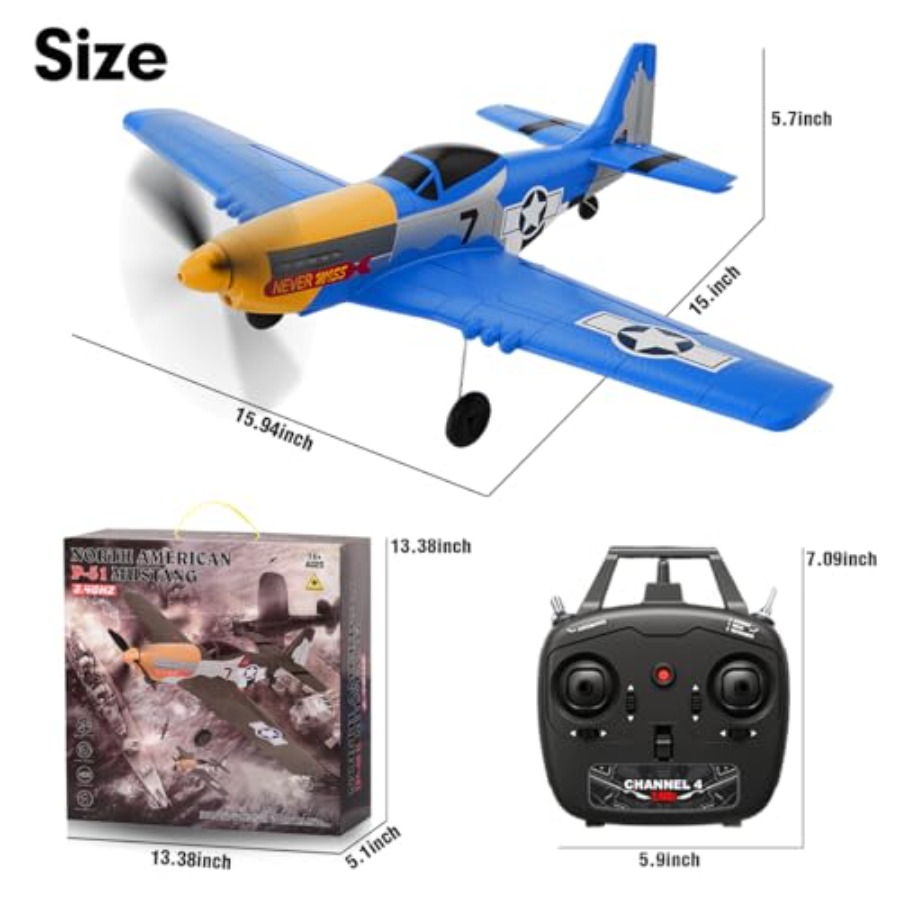 P51D RC Plane 4CH 2.4GHz RTF R - Drone Top Rc ulasan dan harga